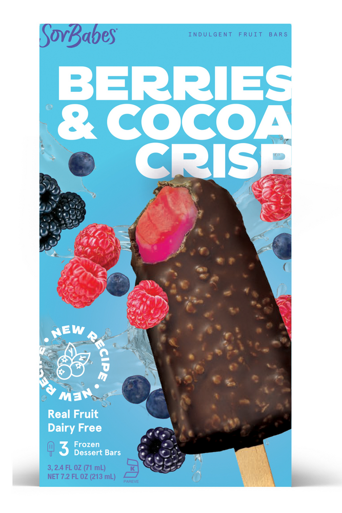 SorBabes Berries and Cocoa Crisp frozen fruit bar