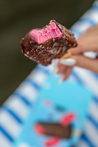 SorBabes bitten into fruit bar