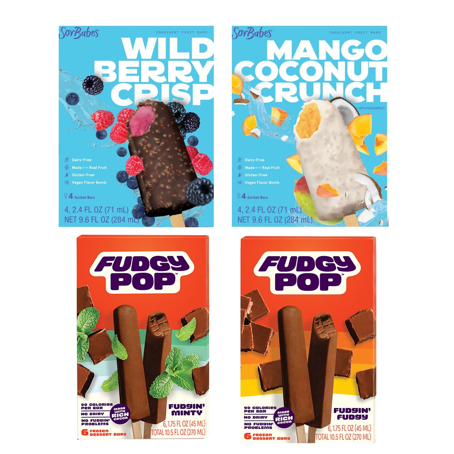 SorBabes frozen fruit bars and Fudgy Pop combo pack