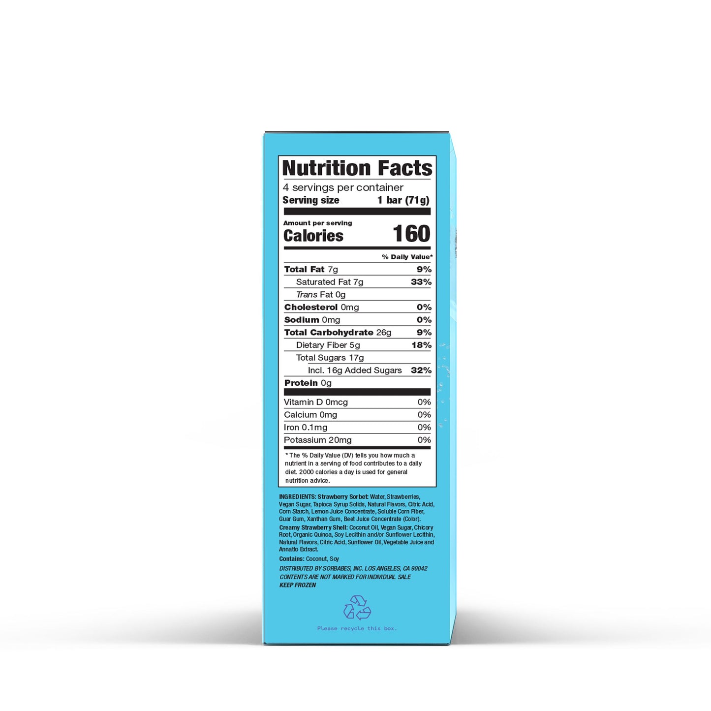 SorBabes Strawberry Crisp frozen fruit bars nutrition label