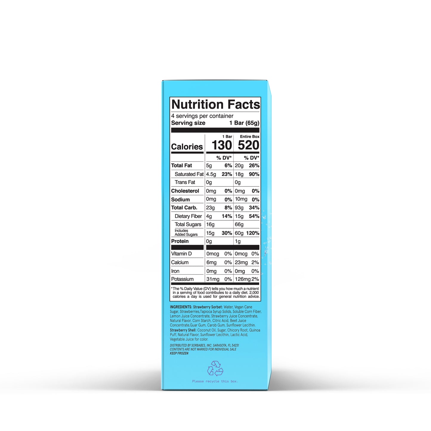 
                    
                      SorBabes strawberry frozen fruit bar nutrition panel
                    
                  