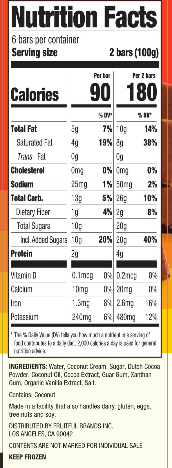 Fudgy pop nutrition label rich vegan fudge
